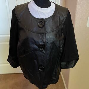 Nygard black leather and knit jacket